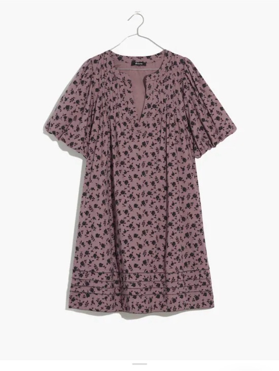Madewell Dresses & Skirts - Madewell Mauve Floral Short-Sleeve Swing Dress